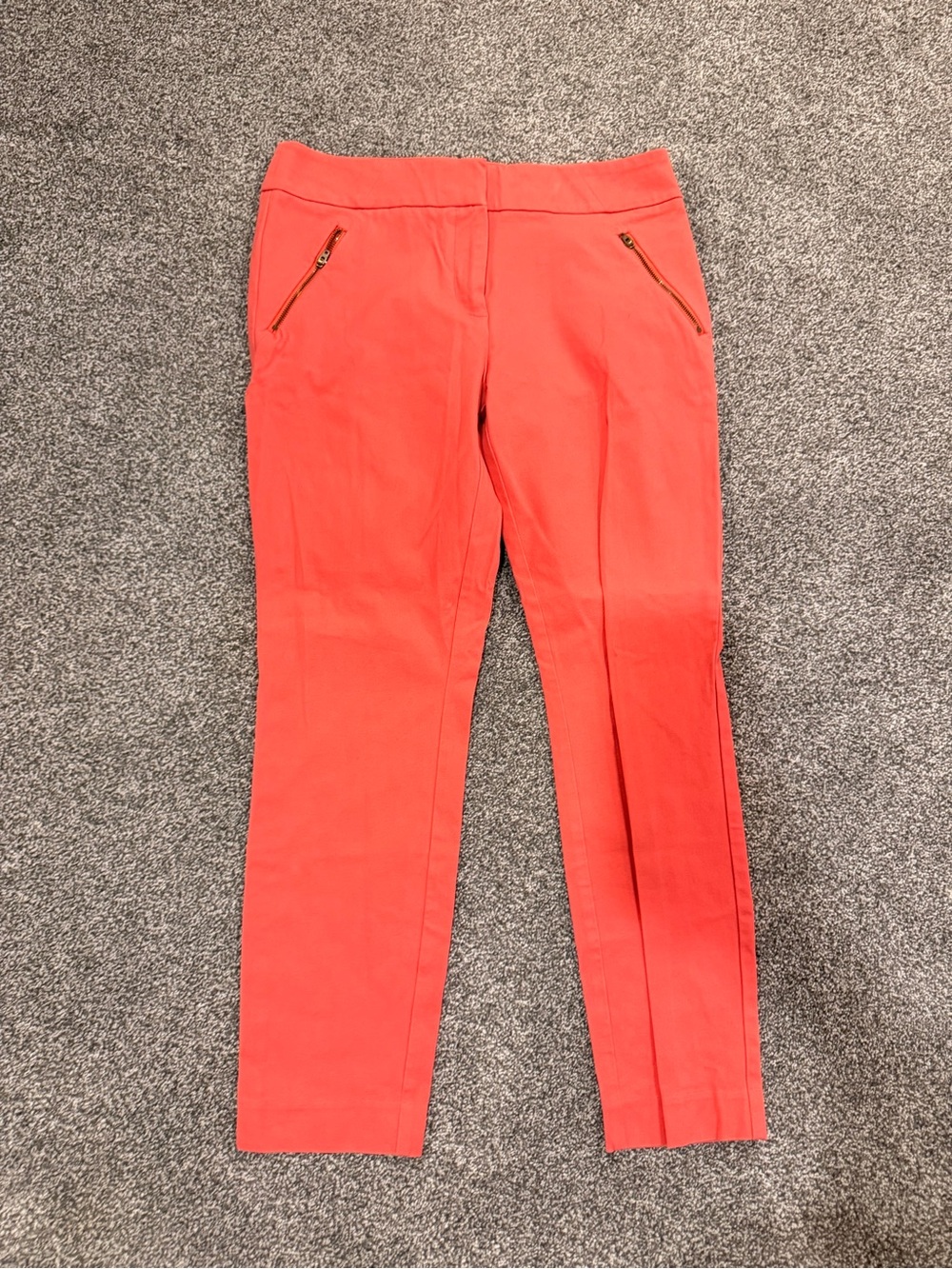 LOFT Coral Skinny Ankle Pants, 52% cotton blend.